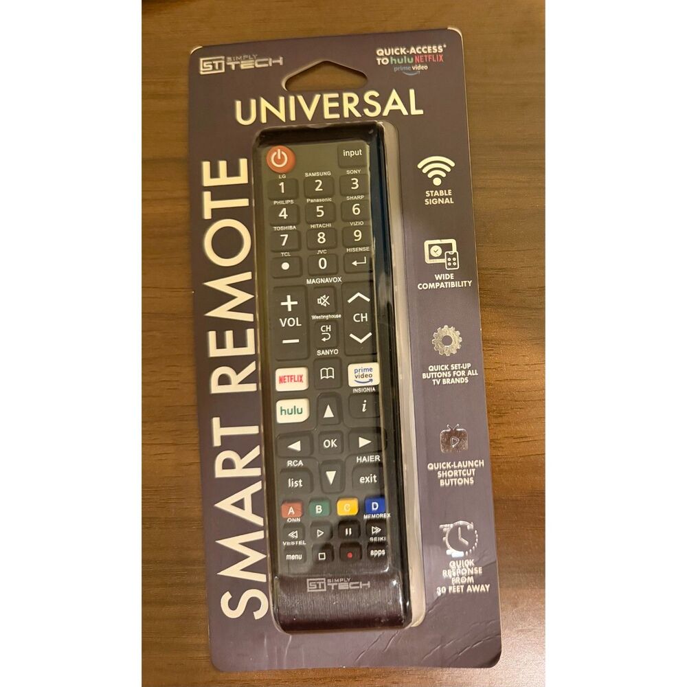 Simply Tech Universal Smart Remote Quick Access Netflix Hulu NEW